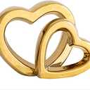 WEIDILIDU Home Decor Porcelain Heart Sculpture Modern Abstract Art Ceramic Statue GoldenTable Decorations for Dining Room Living Room Office Centerpiece (Golden W795)