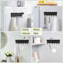 VIS'V Magnetic Key Holder Wall Mount, Compact Metal Key Rack with Tray, 6 Hooks, 2 Mount Options, Black