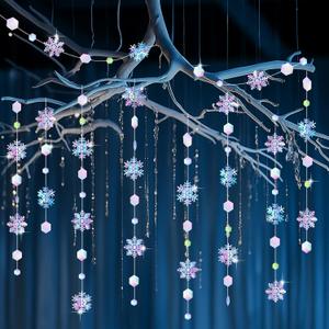 Halloscume 12 Pcs Winter Decorations 3D Hanging Snowflake Wonderland Decorations Iridescent 3D Winter Snowflake Garland Paper Streamer for Christmas Birthday New Year Party Supplies