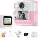 Kids Camera for Girls, 1080P Instant Print Camera, Kids Christmas Birthday Gifts Girls Toys, Children Digital Camera with 32GB Card, Toddler Camera Portable Toys for 3 4 5 6 7 8 9 Year Old Girl Pink
