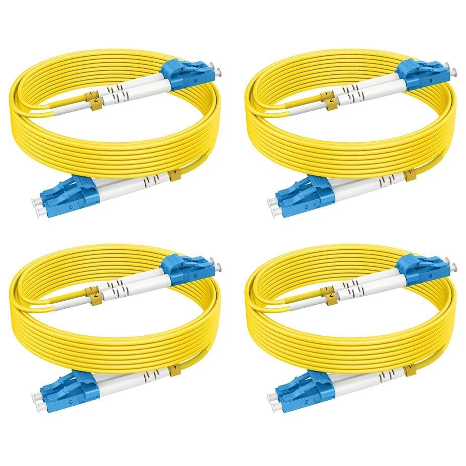 49ft/15m Single Mode Fiber Patch Cables OS2 LC to LC, SM Singlemode Fiber Optic Cable 10G SMF LSZH Duplex 9/125m OD 2.0mm (4pack),