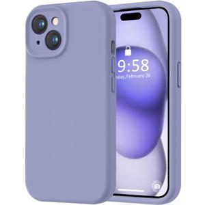 LOVE 3000 Compatible with iPhone 15 Case, [Smooth Silicone Full Coverage Camera] [8ft Drop Protection], Soft Microfiber Lining Full Body Protective Case for iPhone 15 6.1 inch - Lavender Grey