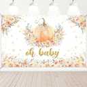 Little Pumpkin Baby Shower Backdrop Autumn Oh Baby Banner Background Fall Baby Shower Decorations Gender Reveal Photo Props