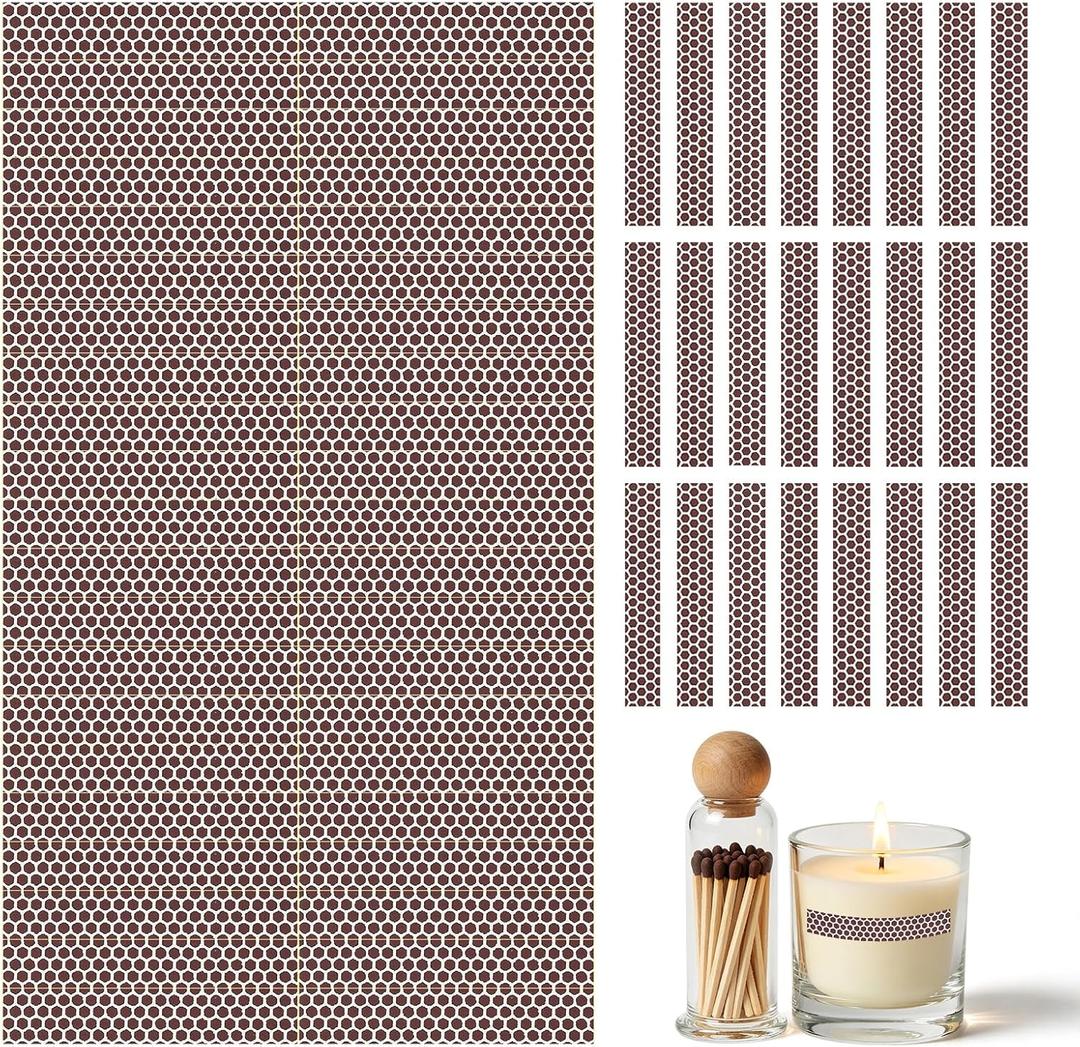 42 PCS Match Striker Stickers, Match Striker Paper with Adhesive, Ideal for Fireplace Matches (Rectangle)