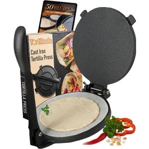 Tortillada  Premium Tortilla Press Cast Iron with Recipes E-Book (10 Inch)