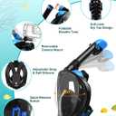 Viginsul Mask Fins Snorkeling Gear for Adults, Full Face Snorkel Mask & Adjustable Swim Fins Snorkel Set, Panoramic View Snorkel Mask Dry Top Anti-Fog Anti-Leak