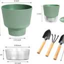 2024 Upgraded 5 Pack 6-Inch Self-Watering Planter Pots with Deep Reservoir for Indoor and Outdoor Plants with Planting Tools (Frosted Black)