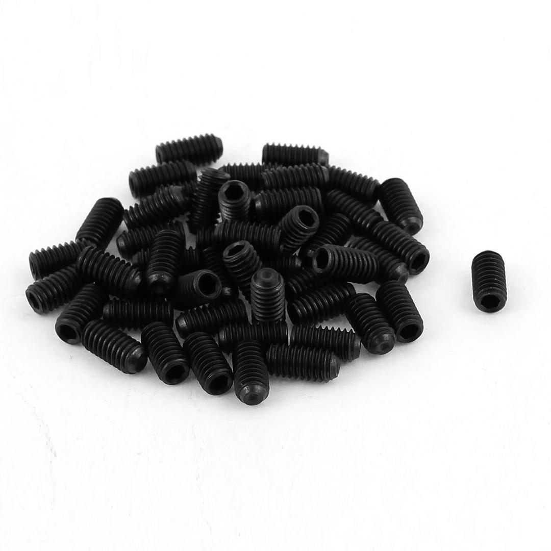Uxcell 50Pcs Black M4 x 8mm Alloy Steel Hex Socket Set Grub Screws Headless Cup Point
