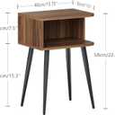 Nightstand Set of 2, Small Bed Side Table for Small Spaces, Mid Century Modern Nightstand End Table with Open Storage, Side Table for Bedroom Living Room, Walnut Brown MLBZ20R-2