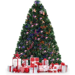 GOFLAME 3FT Pre-Lit Fiber Optic Artificial Christmas Tree Wrapped Home Holiday Dcor, 85 Branch Tips, UL-Certified Transformer, Ideal for Home, Office, Shops, and Hotels (Without Snowflakes)