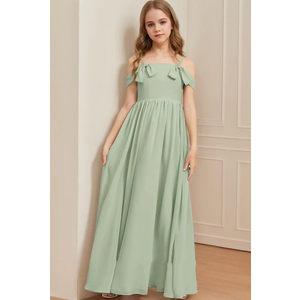 A-Line/Princess Cold Shoulder Short Sleeves Ruched Junior Bridesmaid Dresses Size 8Y