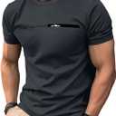 RoseSeek Men's Color Block Short Sleeve Tee Shirts Casual Crewneck T Shirt Trendy Summer Tops (L)