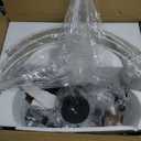 18" Drum Chandelier for Dining Room, 6-Light Farmhouse Linen Drum Shade Chandelier, Black Hanging Light Fixture Round Chandelier for Kitchen Island Bedroom Living Room Entryway Foyer