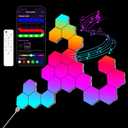 OJQ 10 Pack Hexagon Lights Wall RGB Panel - Hexagonal Led Lights Room Decor Wall Lights Smart APP Music with Sync Honeycomb Shape Panels Hexagon Gaming Lights for Bedroom Children