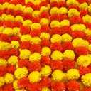 4 Pcs Long Marigold Garland for Decoration, 5 Feet Artificial Yellow Red Marigold Flowers Indian Pooja Diwali Home Wedding Mantle Decor