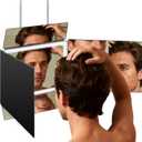 LMZNXCZ 5 Way Mirror for Self Hair Cutting,360 Haircuts Mirror Men for Barber Use Tools,to See Back of Head,Tri Fold with Portable Height Adjustable Telescoping Hooks