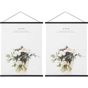 Miaowater 2 Pack Magnetic Poster Frame Hanger,44x24 44x32 44x28 Light Wood Wooden Frames Hangers for Photo Picture Art Canvas Print Artwork Wall Hanging Black 44''