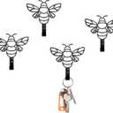 3 Pcs Metal Bee Hooks Wall Door Hanger Towel Hooks Coat Hanger Decorative Holder for Home Bathroom Living Room (Black)