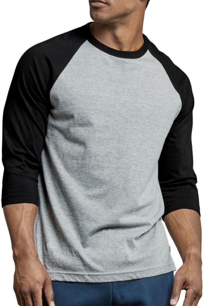 Blue Lemon Men's Cotton 3/4 Sleeve Baseball Raglan TEE Shirt (Gray, M)