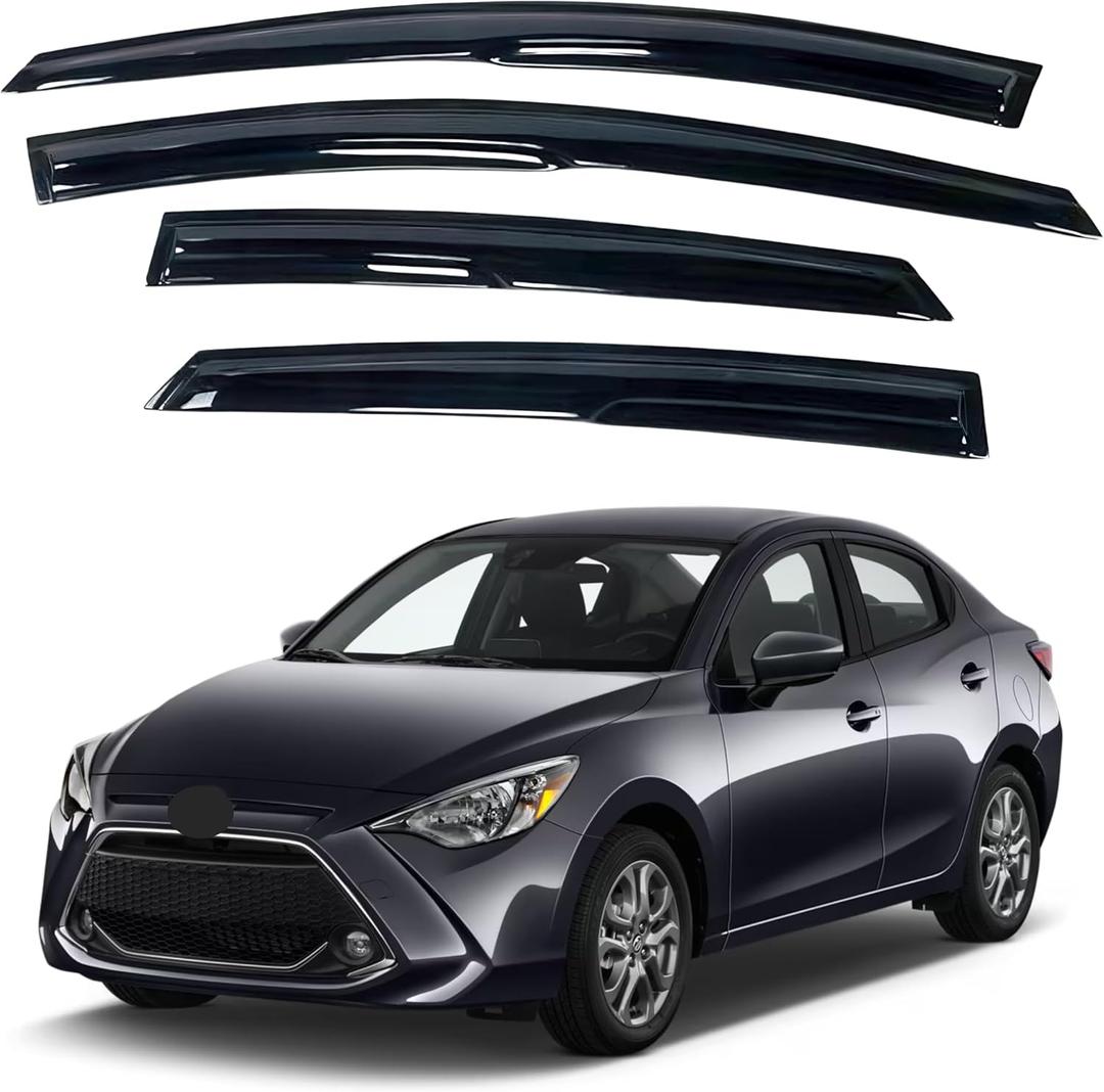 IG Window Visor for Toyota Yaris Sedan 2014-2019, Rain Guard Tape-On Extra Durable Sun Wind Side Vent Window Deflector Mugen Style, 2014 2015 2016 2017 2018 2019 (Sedan Only)