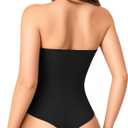 MANGOPOP Womens Strapless Thong Bodysuit Sexy Tube Top Off The Shoulder Double Lined Bodysuits Summer Going Out Tops, Medium