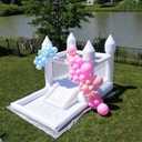 Inflatable White Bounce House for Kids with UL Blower-Portable, Large Ball Pool and Jump Space 3in1 Bouncy Castles A Spacious Joy-Room Bounce House for Kids 3-12 (Oxford material-13' L X 8' W X 8' H)