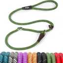 Fida Slip Leads for Dogs - 4 FT x 1/2" Heavy Duty Comfortable Strong Rope Leash for Large, Medium Dogs - No Pull Pet Training Leash with Highly Reflective, Green