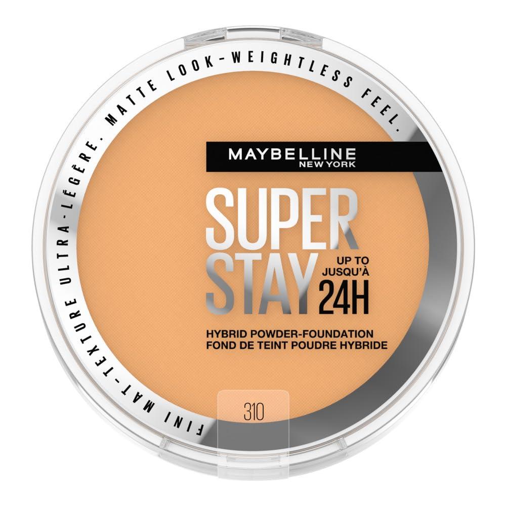 Maybelline Super Stay Up to 24HR Hybrid PowderFoundation, MediumtoFull Coverage Makeup, Matte Finish, 310, 1 Count