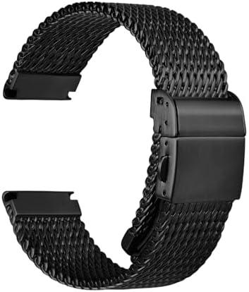 REZERO Stainless Steel Watch Bands for Men, 316L Milanese Mesh Watch Straps, Brushed Matte Watch Bracelets, Metal Watch Band Replacements Silver/Black - 21mm 