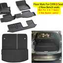 Floor Mats & Cargo Liners & Backrest Mat for 2024 2025 Mazda CX90 CX-90(Only 8 Seats-2 Row Bench Seat), Not Fit for Phev Premium Sport Trim with 2nd Row Bench Version, TPE All Weather Car Mats