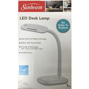 New SUNBEAM Flexible Neck LED Desk LAMP Adjustable Light Energy Star (White)