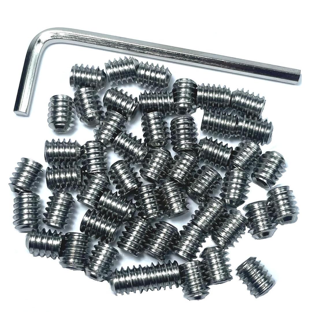 50pcs Set Screws 1/4-20 x 3/8" inch 304 Stainless Steel Allen Head Hex Hexagon Socket Set Screws with 1/8" Allen Wrench,Set Grub Screws Hex Allen Head Socket Set Screws.(3/8" Length)