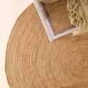 Handwoven 6FT Round Natural Jute Area Rug Rustic Reversible Solid Farmhouse Rug for Bedroom Living Room Dining Room and Office