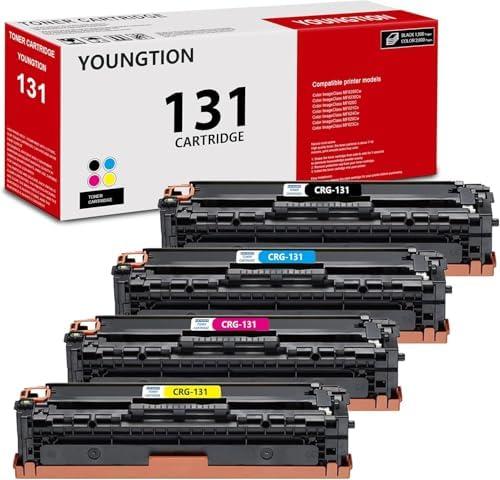 4-Pack 131 Toner Cartridges High-Yield (BK/C/M/Y) - Youngti Compatible CRG-131 CRG131 Toner Replacement for Canon 131 Color imageCLASS MF8280Cw MF624Cw MF628Cw LBP7110Cw Printer