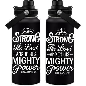Christian Gifts for Men Women - Strong in the Lord Eph. 6:10 God Gifts Baptism Tumbler - Inspirational Religious Presents for Men - Catholic Spiritual Faith Bible Presents Bottle for Boy 32oz