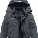 IDTALHZY Kid's Ski Jacket Waterproof Winter Coat Boy's and Girl's Fleece Snowboarding Jackets with Detachable Hood (13-14, Dark Grey)