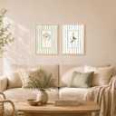 Sage Green Botanical Wall Art Set of 2 Framed, Vintage Herb Floral Canvas Prints, Cottagecore French Country Decor for Living Room Bedroom Bathroom Kitchen, Sage Green, Cream, Beige, Natural Wood, 16"L x 24"W