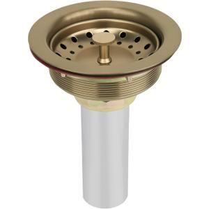 Uni-Green Champagne Bronze Kitchen Sink Drain for Standard 3-1/2 inch Drain - Fit 1-1/2 inch Pipe - Kitchen Sink Drain Strainer Stainless Steel Basket with Knob - Rubber Stopper Bottom