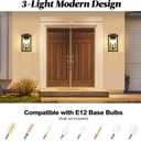 Modern Outdoor Wall Lights,Large Exterior Wall Sconce,Black Porch Light Fixture,Outdoor House Lights Wall Mount,Waterproof Outside Light For Garage Front Door With Thick Clear Glass E12 1 Pack, 19.6 IN-1 Pack