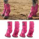 Harrison Howard Horse Fly Boots Perfect Contoured Fit Leg Guards Dense Mesh Boots with Ventilated Comfort Reliable Protection from Summer Elements Set of 4 Purple Medium
