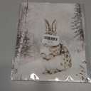 XUNLURY Rustic Winter Christmas Snowman Bunny Wall Art Decor Prints Unframed Set of 4, Whimsical Holiday Rabbit Christmas Ornaments Snowy Cottage Artwork Pictures for Home Living Room, 8x10