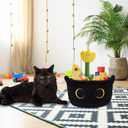 Small Storage Basket, Black Cat Cotton Rope Baskets Woven Blasket for Nursery, Blanket Basket Baby Toy Storage Organizer With Ears for Gifts Cat Dog Bin Toys 8.54.5 inches