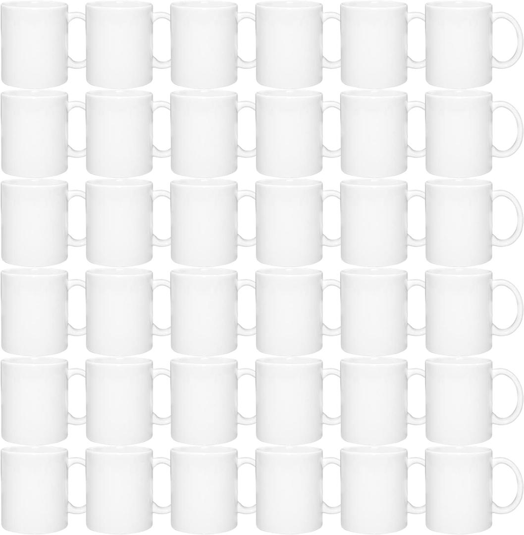 MR.R Set of 36 Sublimation Blanks Dishwasher White Ceramic Coffee Mugs 11oz Blank Ceramic Classic Drinking Cup Mug For Milk Tea Cola Water