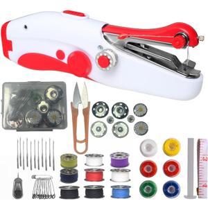 Mini Handheld Sewing Machine, Small Portable Electric Sewing Machine for Adults Beginners, Easy to Use Quick Stitch for DIY Clothing, Fabrics, Curtains, Home & Travel