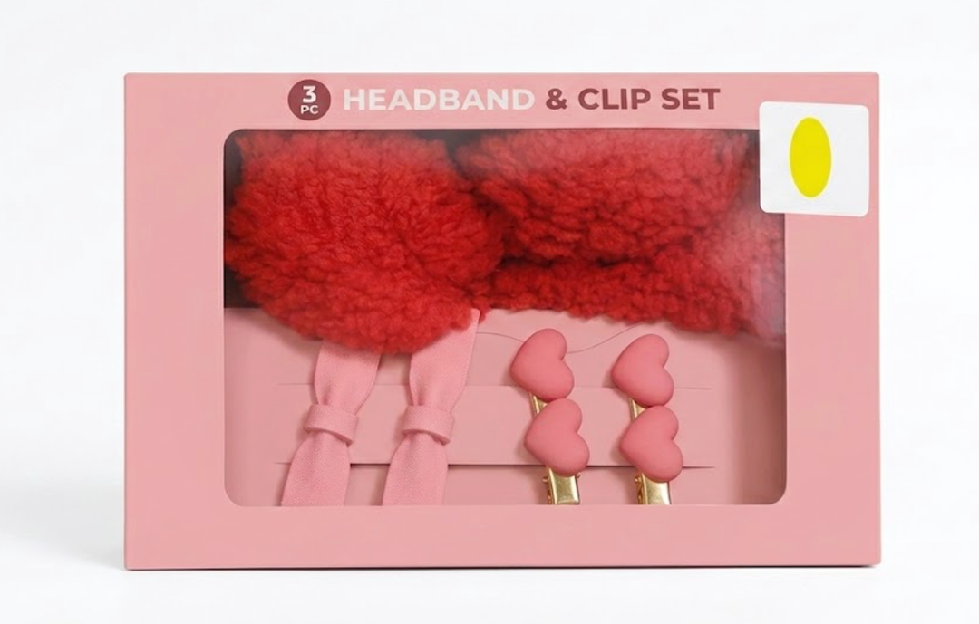 Valentine Themed 3pc Headband & Clip Set