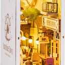 Rowood Book Nook Kits for Adults Bookshelf Insert Decor Alley 3D Wooden Puzzle Bookend DIY Craft Kits for Adults with LED Light - Sunshine Town