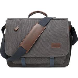 Laptop Messenger Bag for Men, 17-inch Water-resistant Canvas Laptop Shoulder Business Briefcase Bag