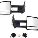 Trail Ridge Towing Mirror Pair Power Heated Amber LED Signal Clearance Light Manual Folding Manual Telescoping Textured Black Finish for 2007-19 Toyota Tundra