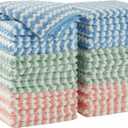 JOYMOOP 18 Pack Microfiber Cleaning Cloth, Kitchen Towels for Dish Drying Washing, Absorbent Streak Free Lint Free Rags for Cleaning, Reusable and Washable Towels - 10" x 10" (Mixed [Pink+blue+green])