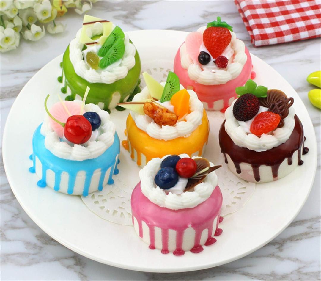 6pcs Realistic Artificial Simulation Cake Assorted Faux Fake Cupcake Model Home Kitchen Staging Party Dessert Photography Props Home Decoration Display Cake